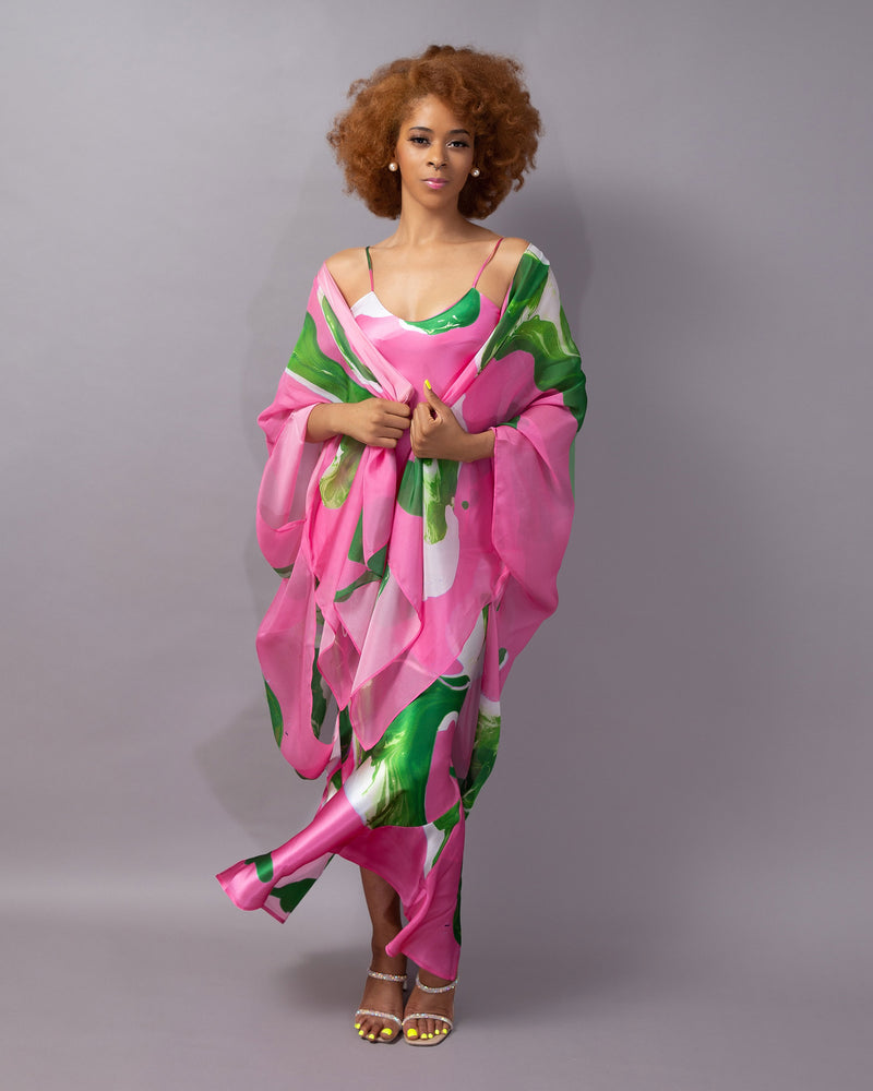 Pink Green Marble Slip Dress