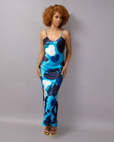 Blue Tropical Slip Dress