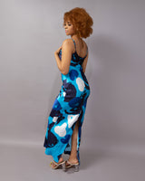 Blue Tropical Slip Dress