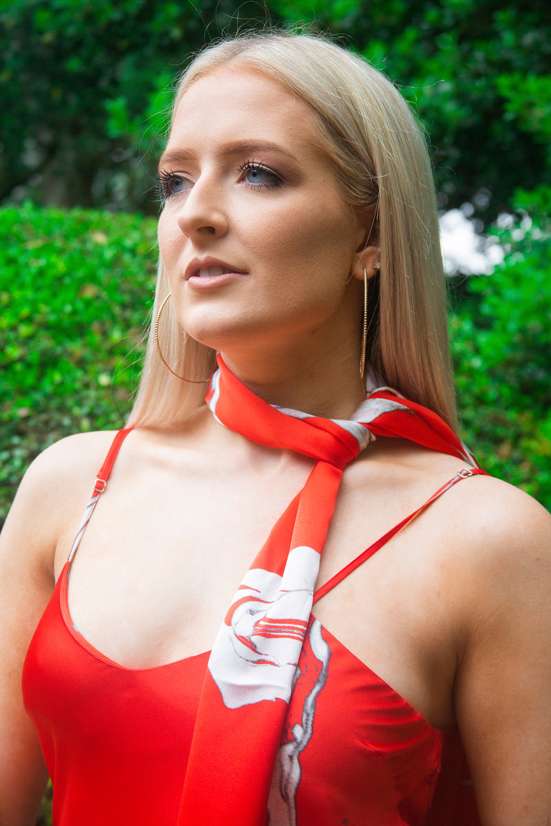 Red Marble Oblong Scarf
