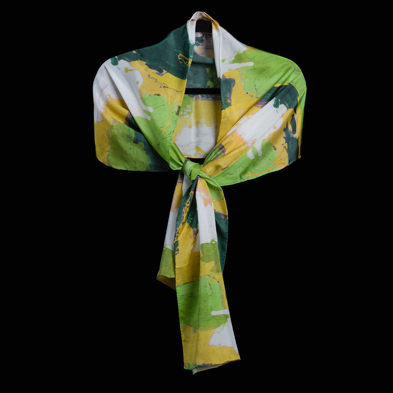 Yellow and Two Greens Oblong Scarf